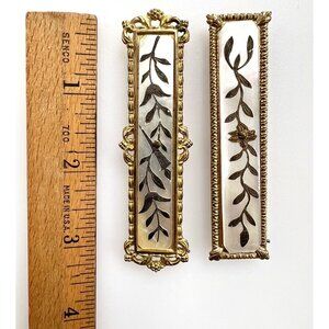 Pair Victorian Gold Filled Ornate MOP Large Ribbon Scarf Dress Clip Holder